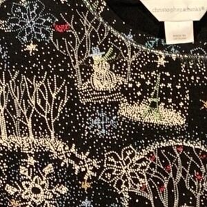 Grandma Christmas Winter Holiday Snowflakes City Snowman Long Sleeve Top Size S‎